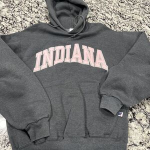 Vtg 90s Russell‎ Athletic Womens Large Faded Spell Out Indiana University Hoodie